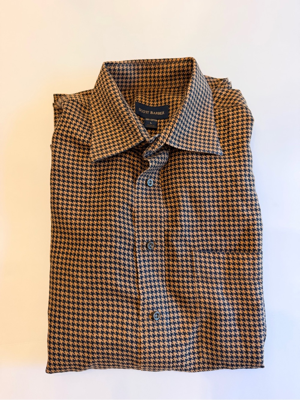 Scott Barber Men's Houndstooth Button Down Shirt Sz L 100% Cotton